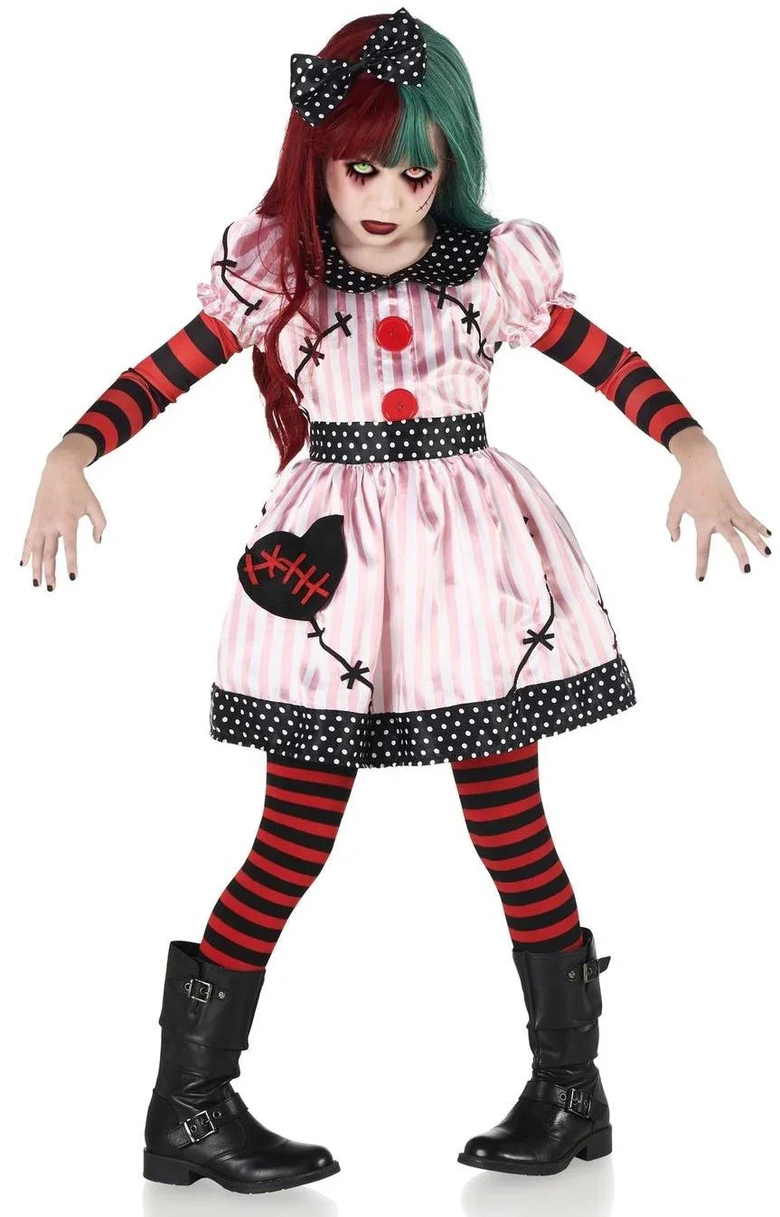 Disfraz de Muñeca de Trapo Asesina para Niña Hechiceros y Muñecas Vudú Kimokawaii